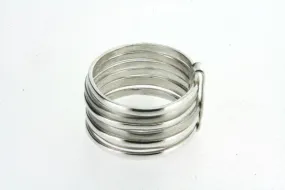 7 Band Sterling Silver Brushed & Polished Ring