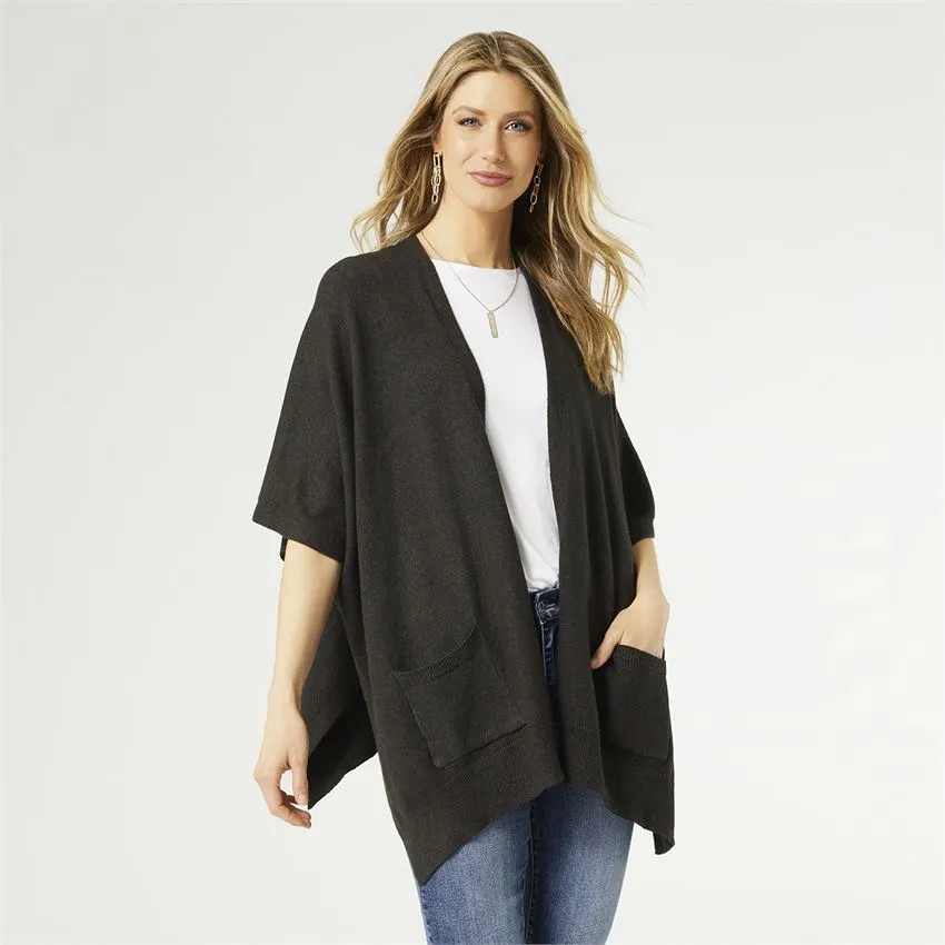 Alani Lightweight Cardigan with Pockets - Black Heather