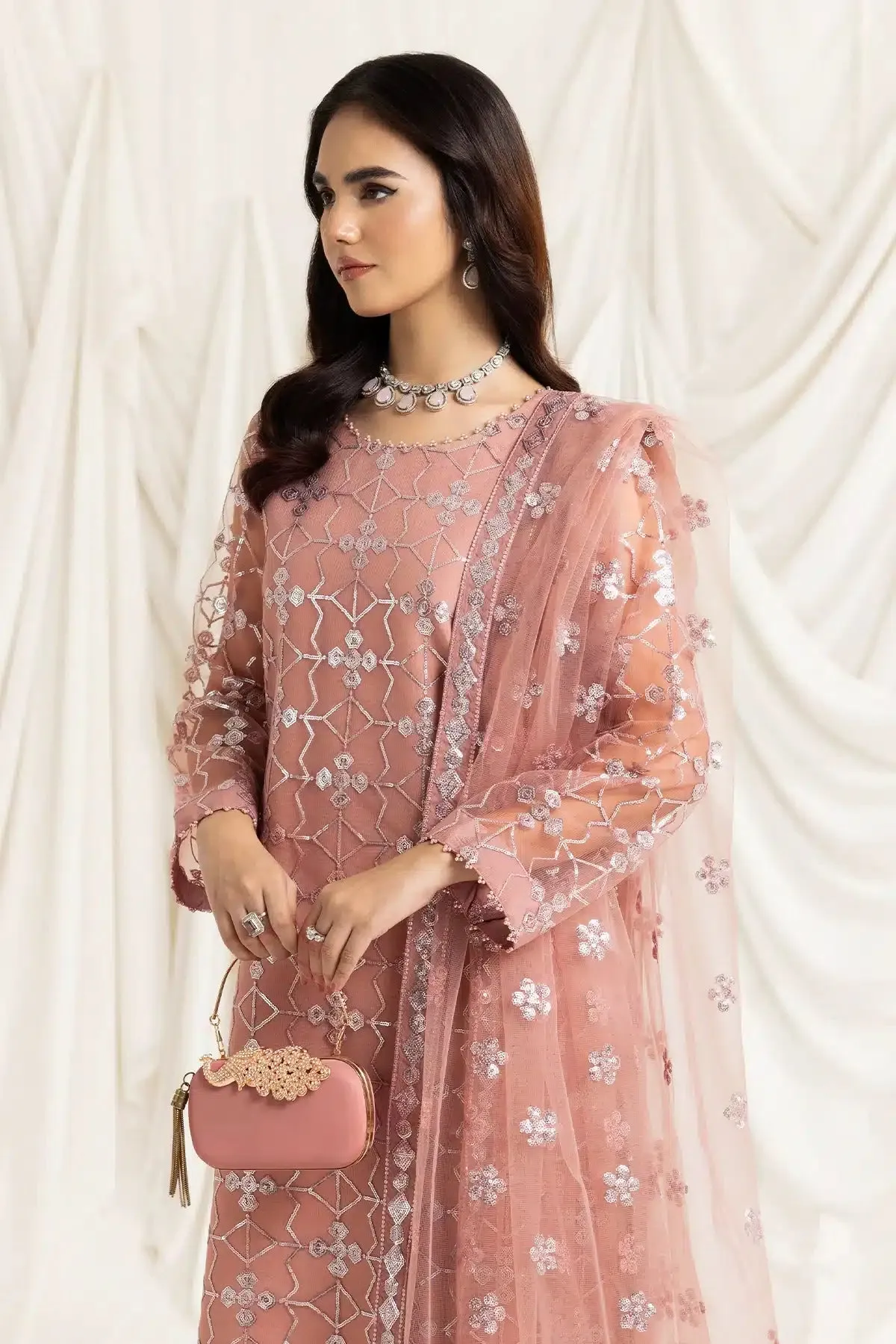 Alizeh | Dua Formals 23 | DUA-V02D04B-NAZIK(PINK)