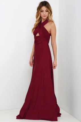 Always Stunning Convertible Burgundy Maxi Dress