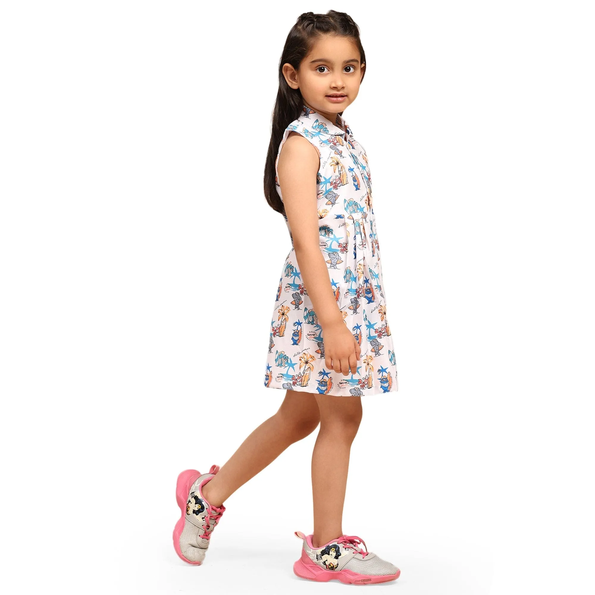 Baby Shark Print Blend Linen Dress