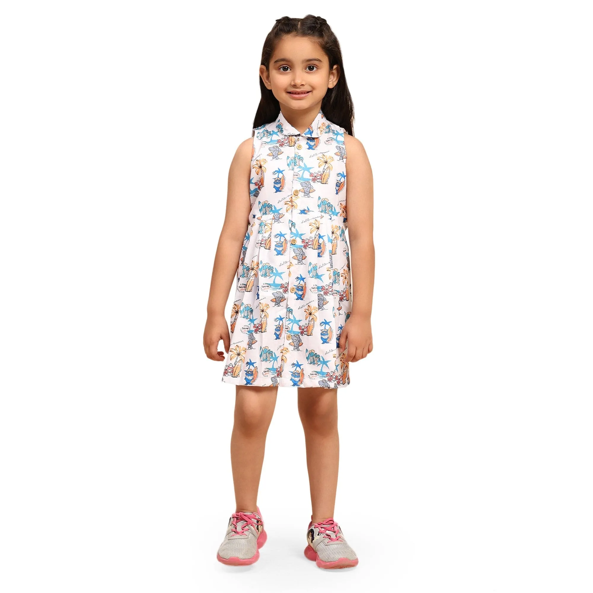 Baby Shark Print Blend Linen Dress