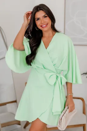 Back To You Lime Wrap Mini Dress FINAL SALE