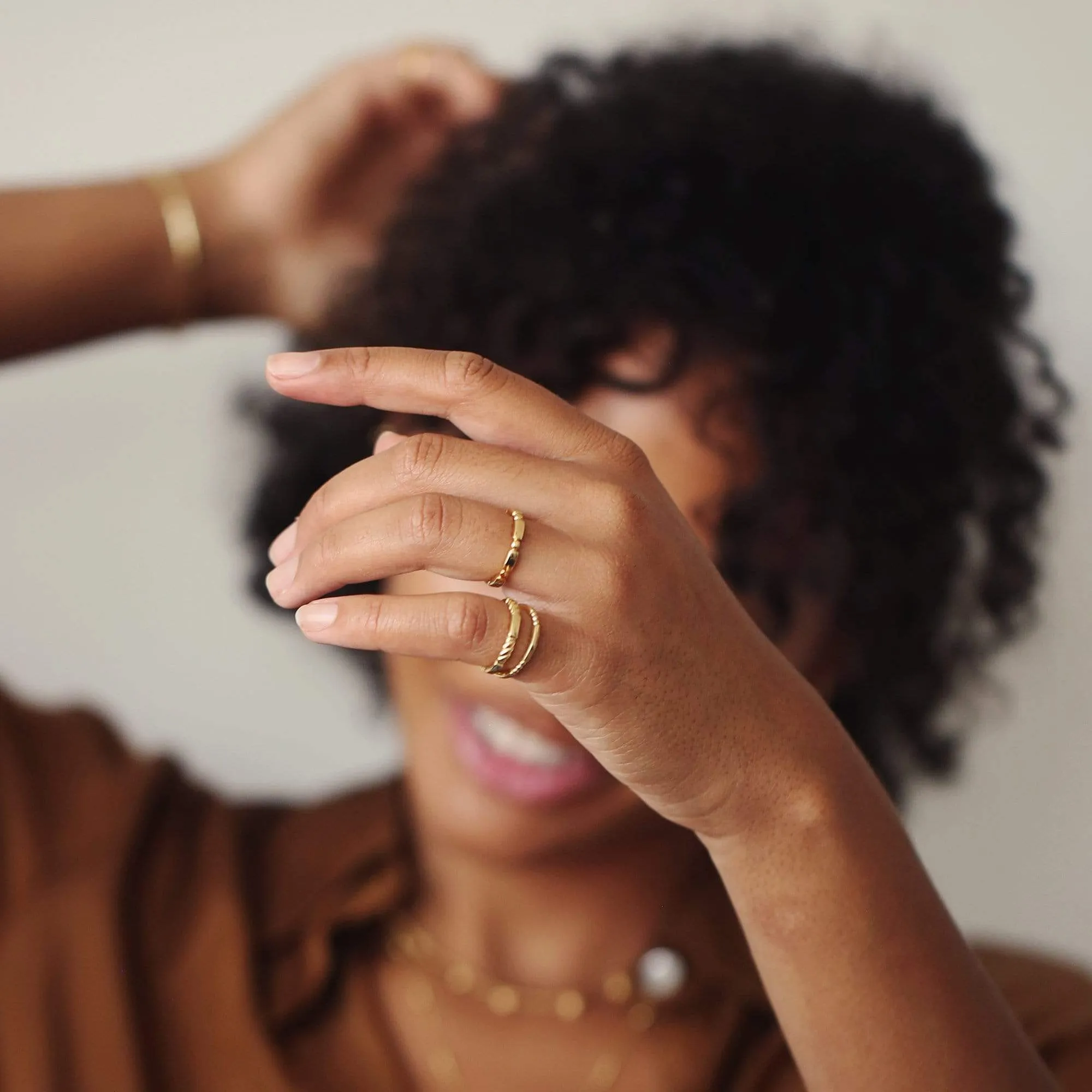 Bar & Ball Stacking Ring 18ct Gold Plate