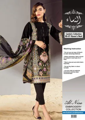 Baroque Cambric Cotton Dresses - Embroidered Lawn Dupatta - Replica - Unstitched