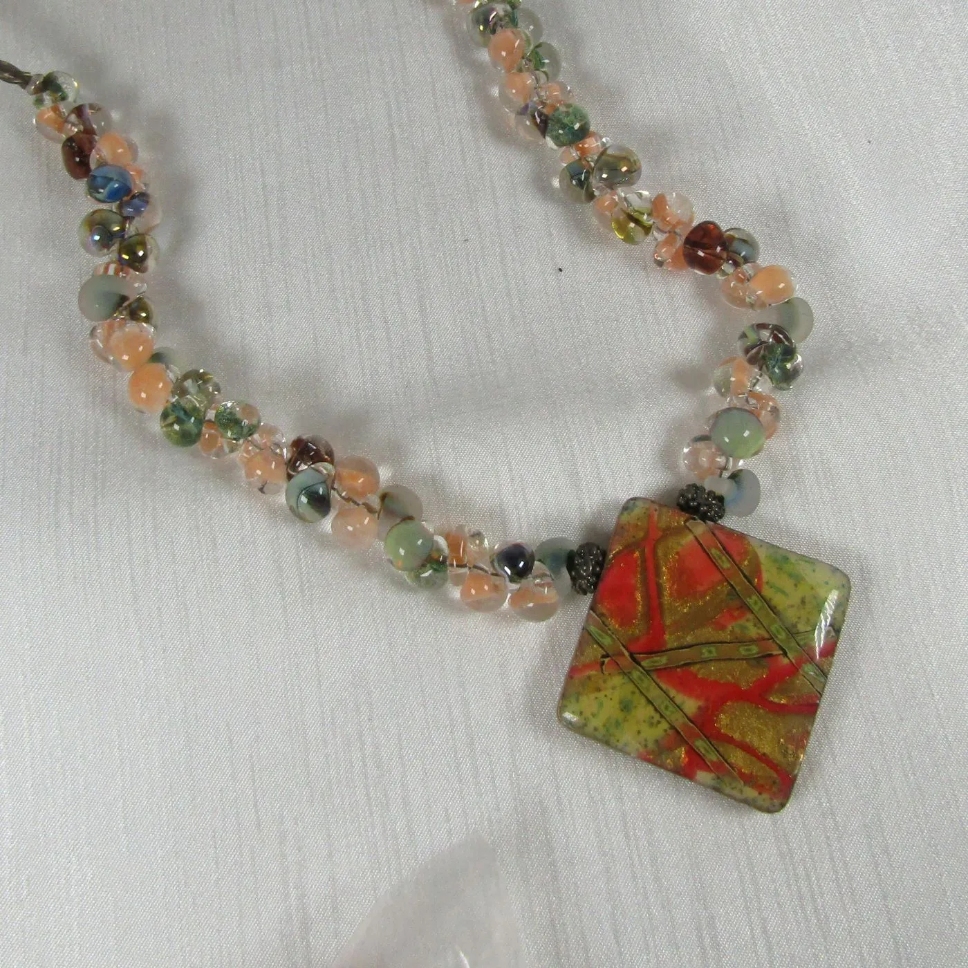 Big Bold Peach Handmade Artisan Bead Necklace