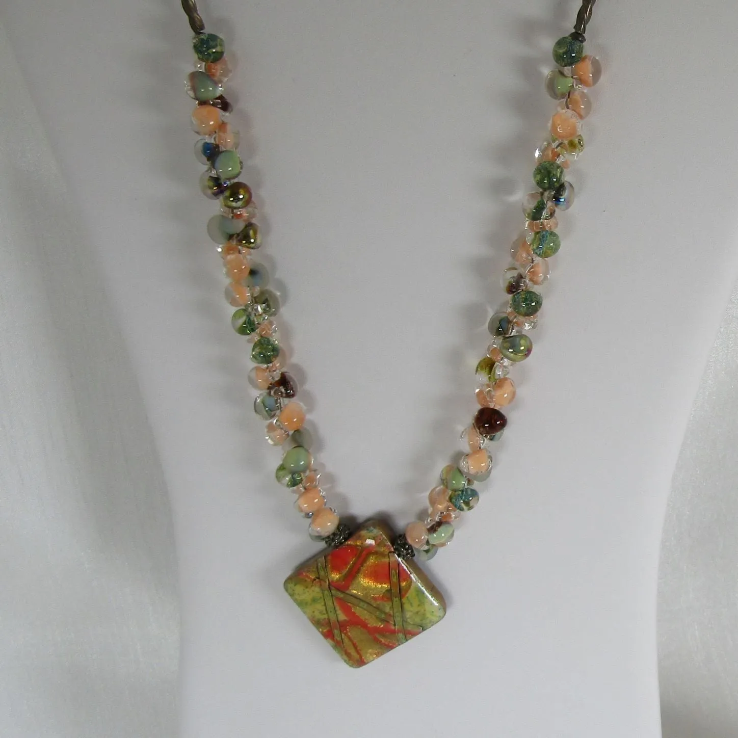 Big Bold Peach Handmade Artisan Bead Necklace