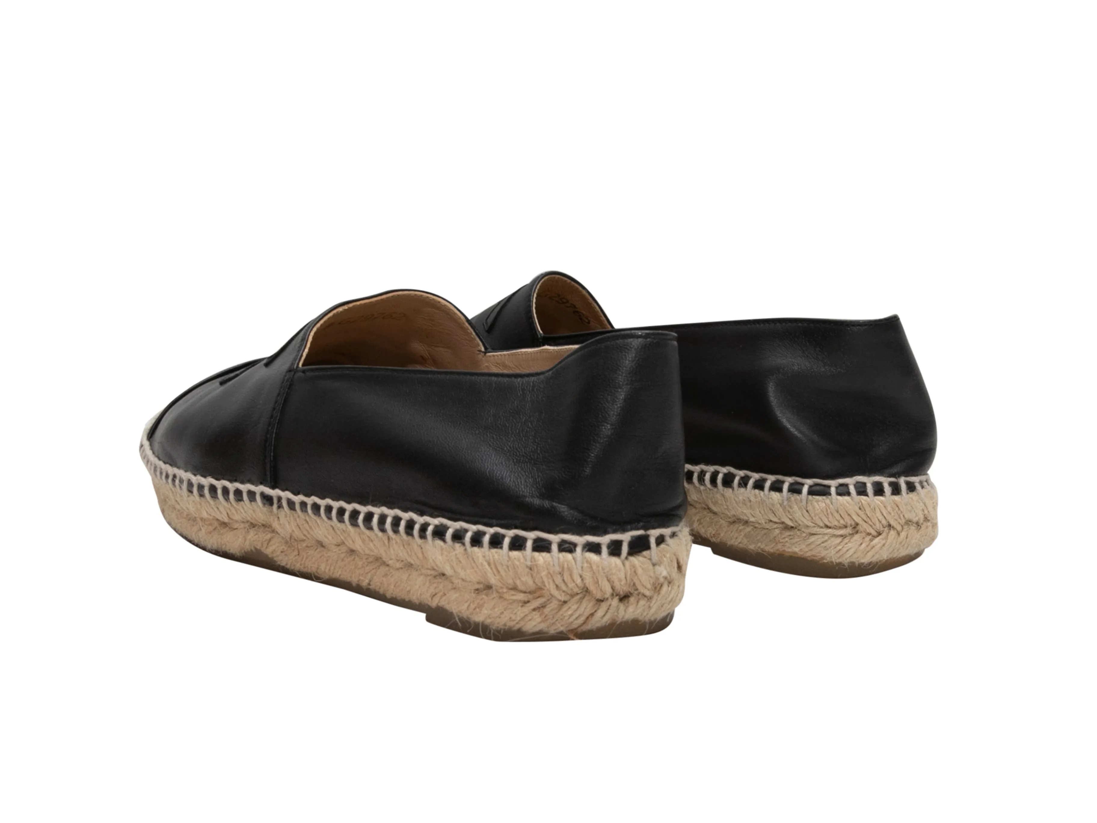 Black Chanel Leather CC Espadrille Flats Size 40