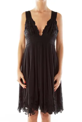 Black Embroidered Cocktail Dress