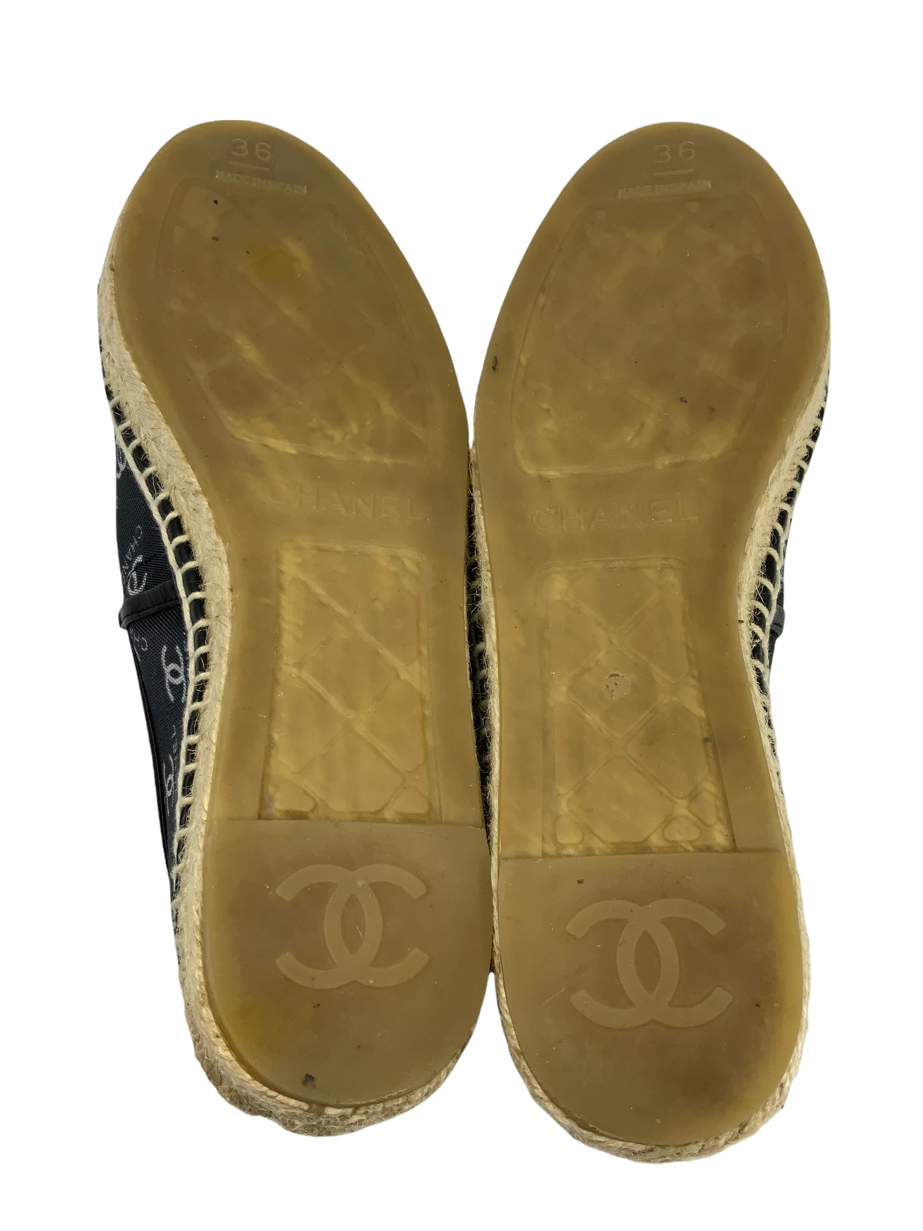 Chanel Mesh Grosgrain CC Espadrille Flats Size 6