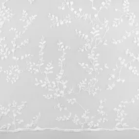 CHERIE Embroidered Mesh - Leaf - White