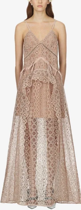 Circle Floral Lace Panelled Maxi Dress