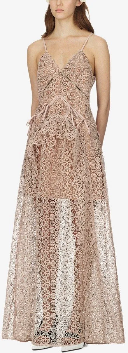 Circle Floral Lace Panelled Maxi Dress