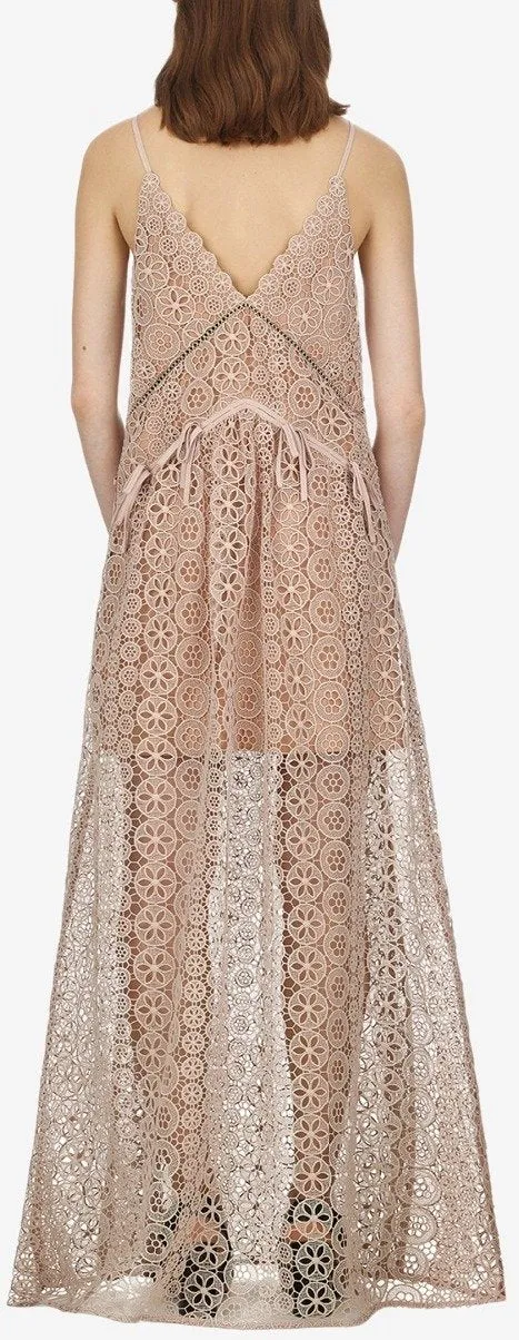 Circle Floral Lace Panelled Maxi Dress