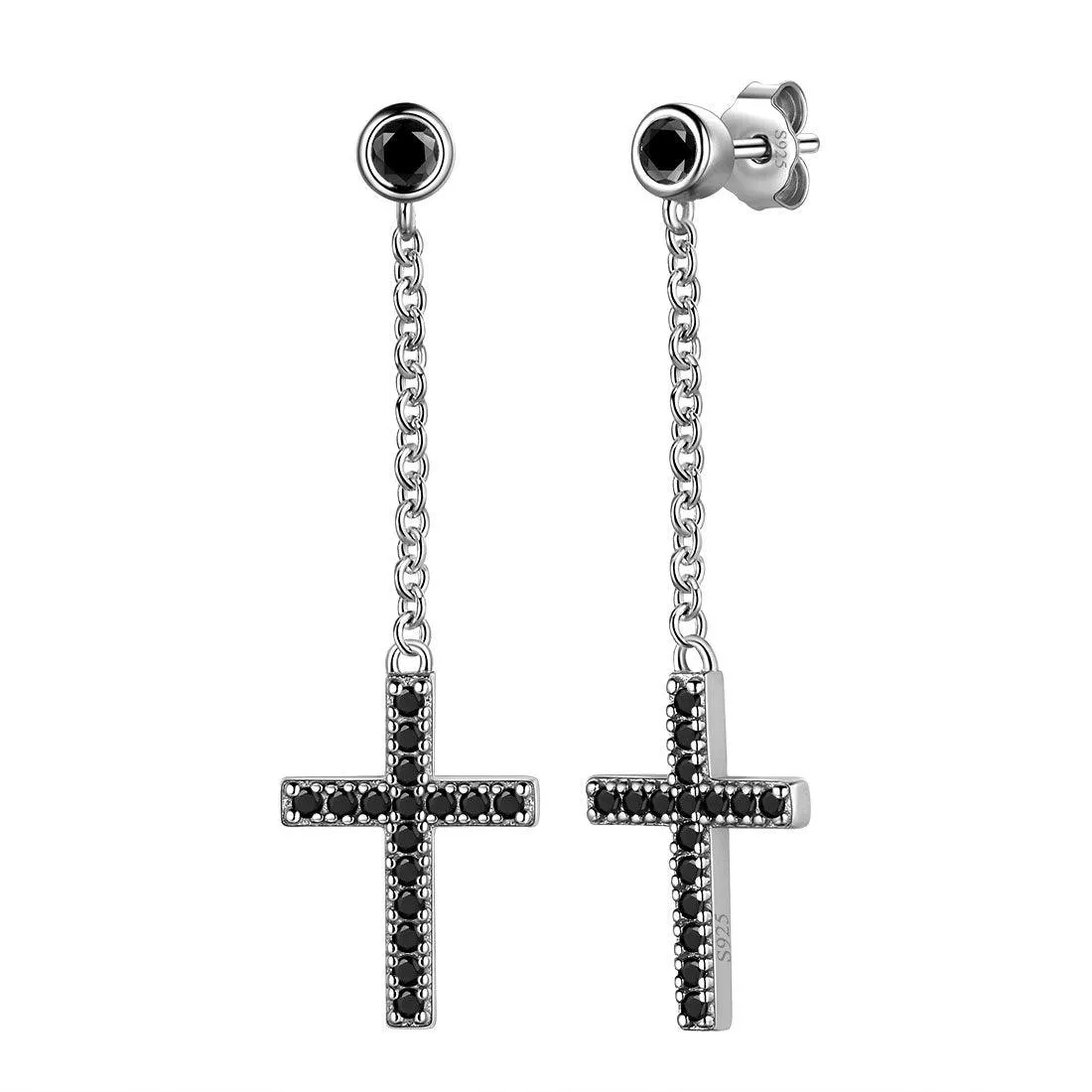 Classic Small Cross Dangle Earrings Women Mens Jewelry Sterling Silver