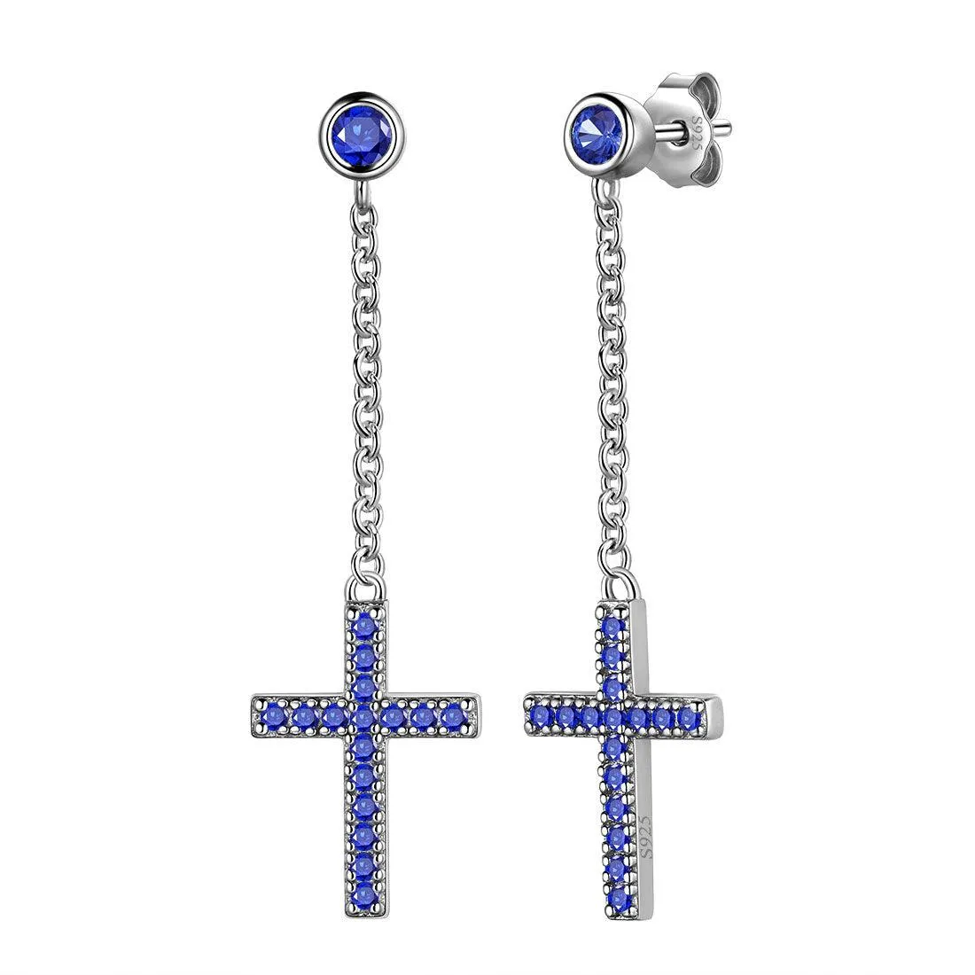 Classic Small Cross Dangle Earrings Women Mens Jewelry Sterling Silver