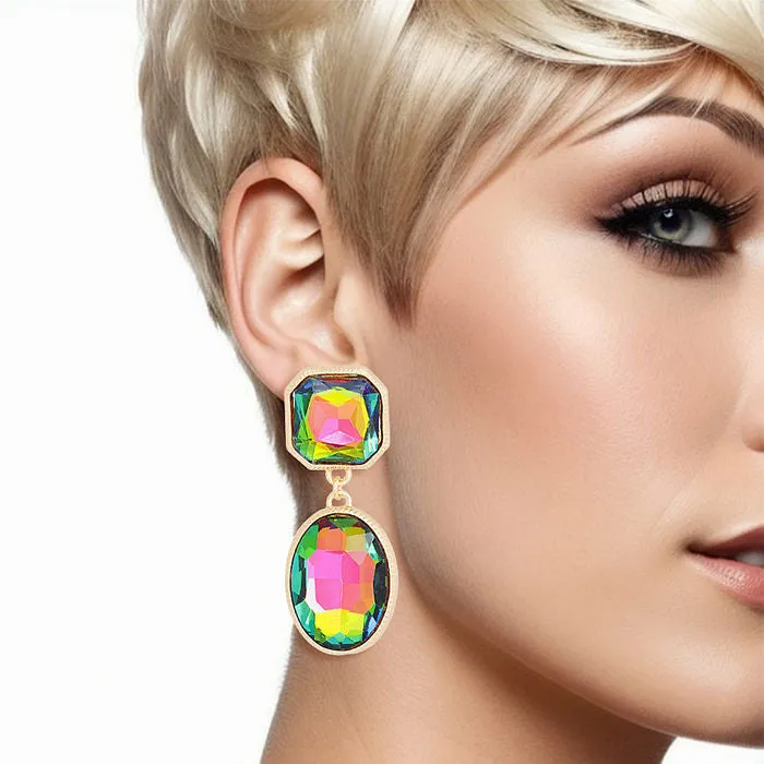 Clip On Medium Crystal Earrings for Women