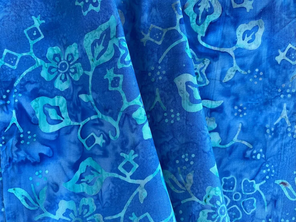 Cornflower Blue Flowering Strawberries Cotton Batik (Made in Indonesia)