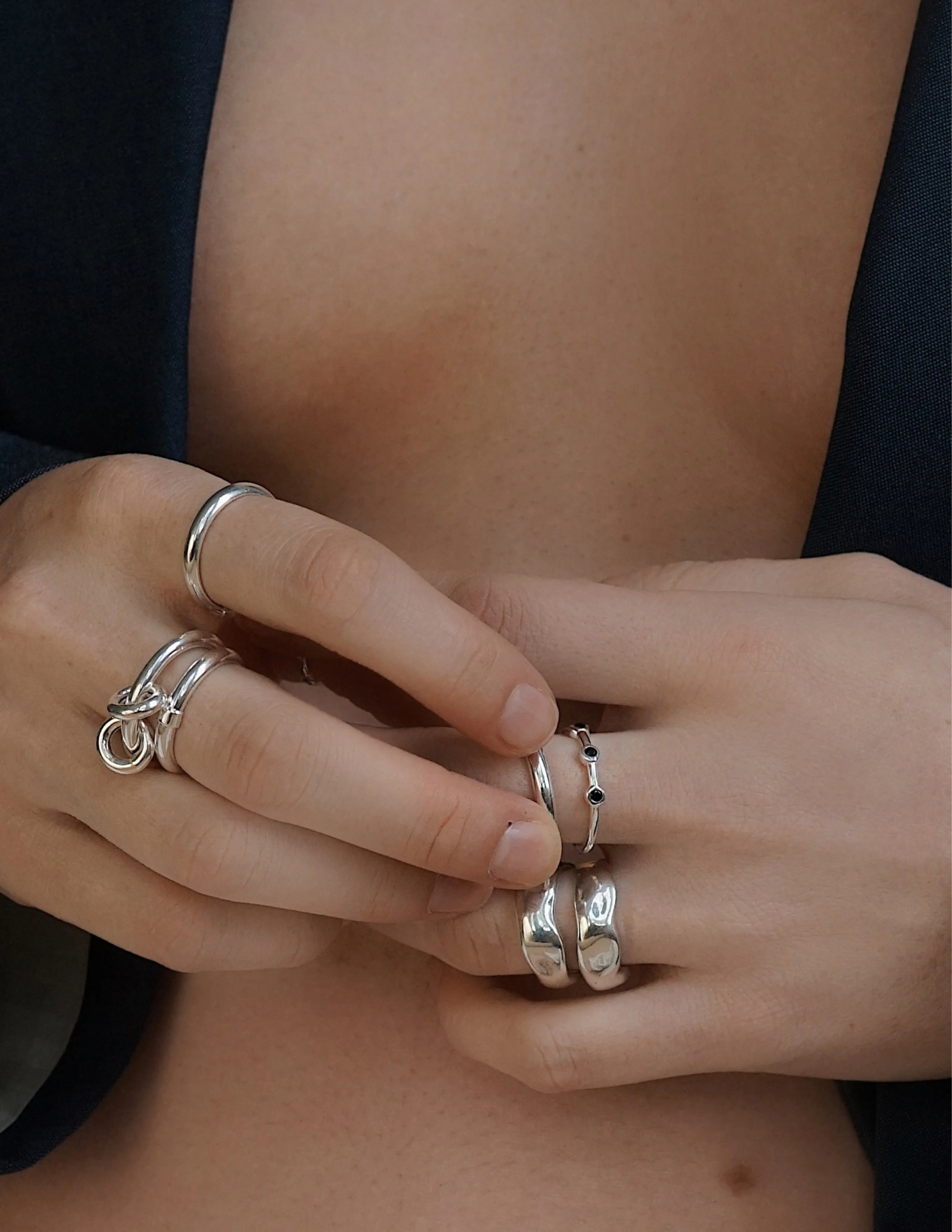 Demi Onyx Ring <br> Silver