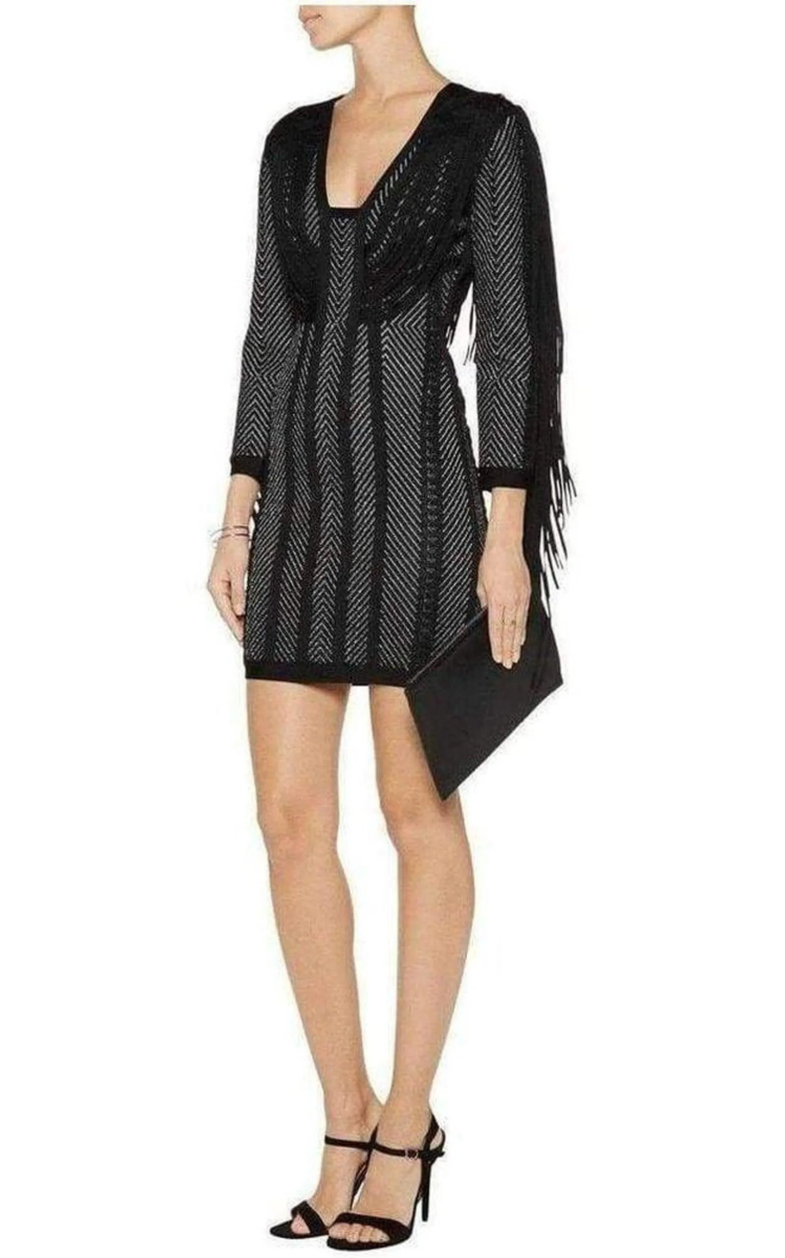 Doutzen Plaited Chevron Fringe Dress