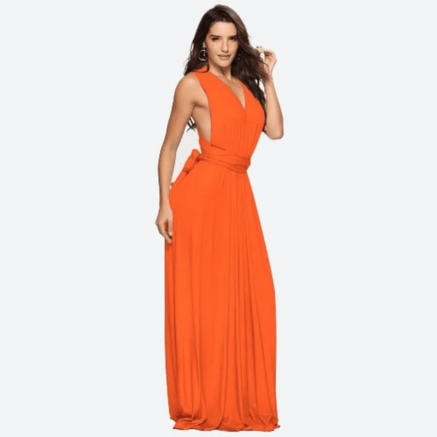 Elegant Backless Wrap Maxi Dresses