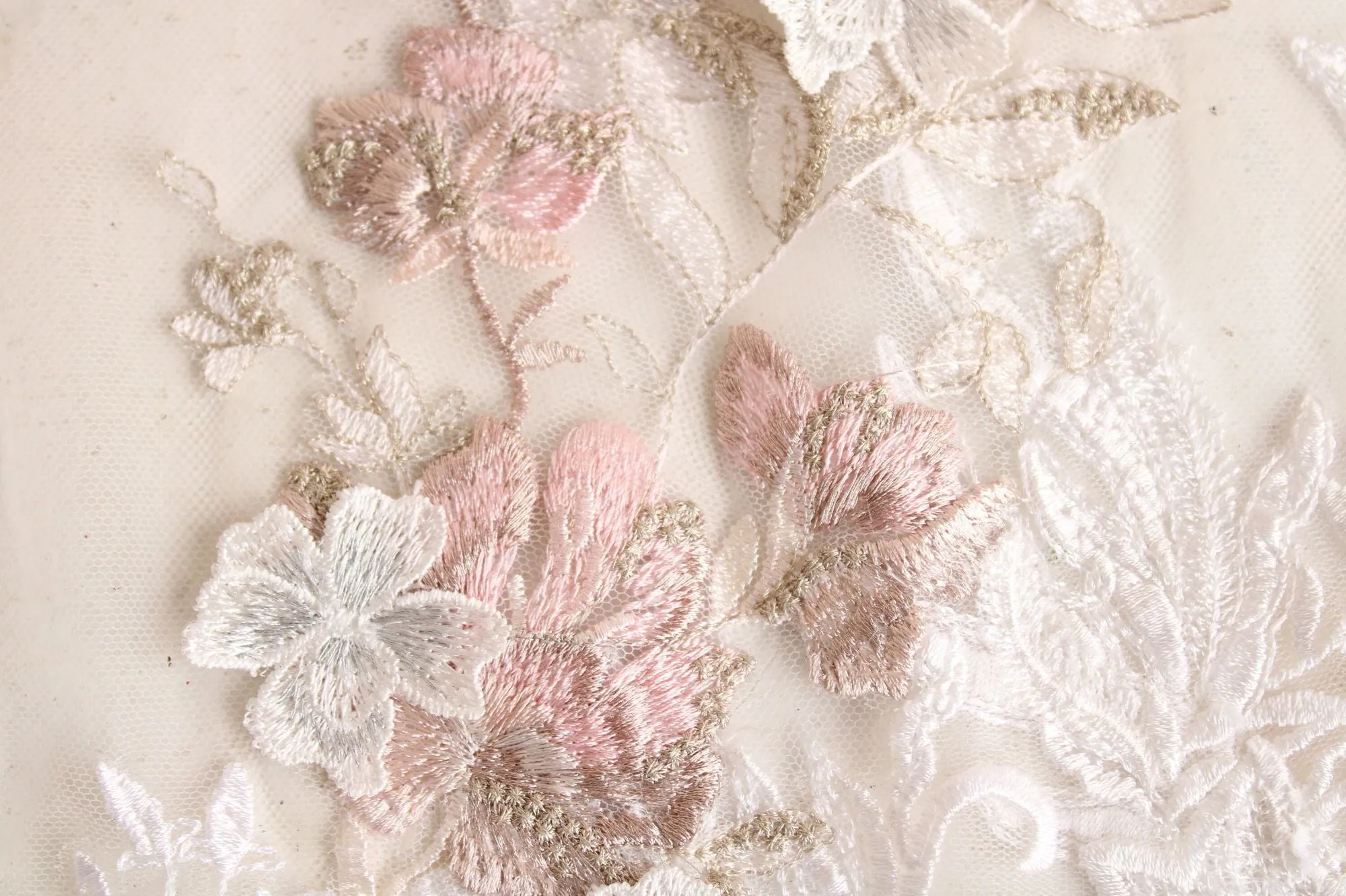 Embroidered Appliques, Embroidered Fabric Ends with Flower Appliques