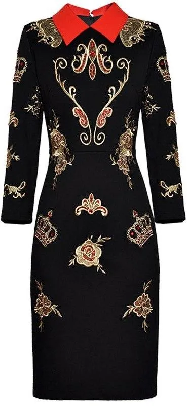 Embroidered Fitted Dress