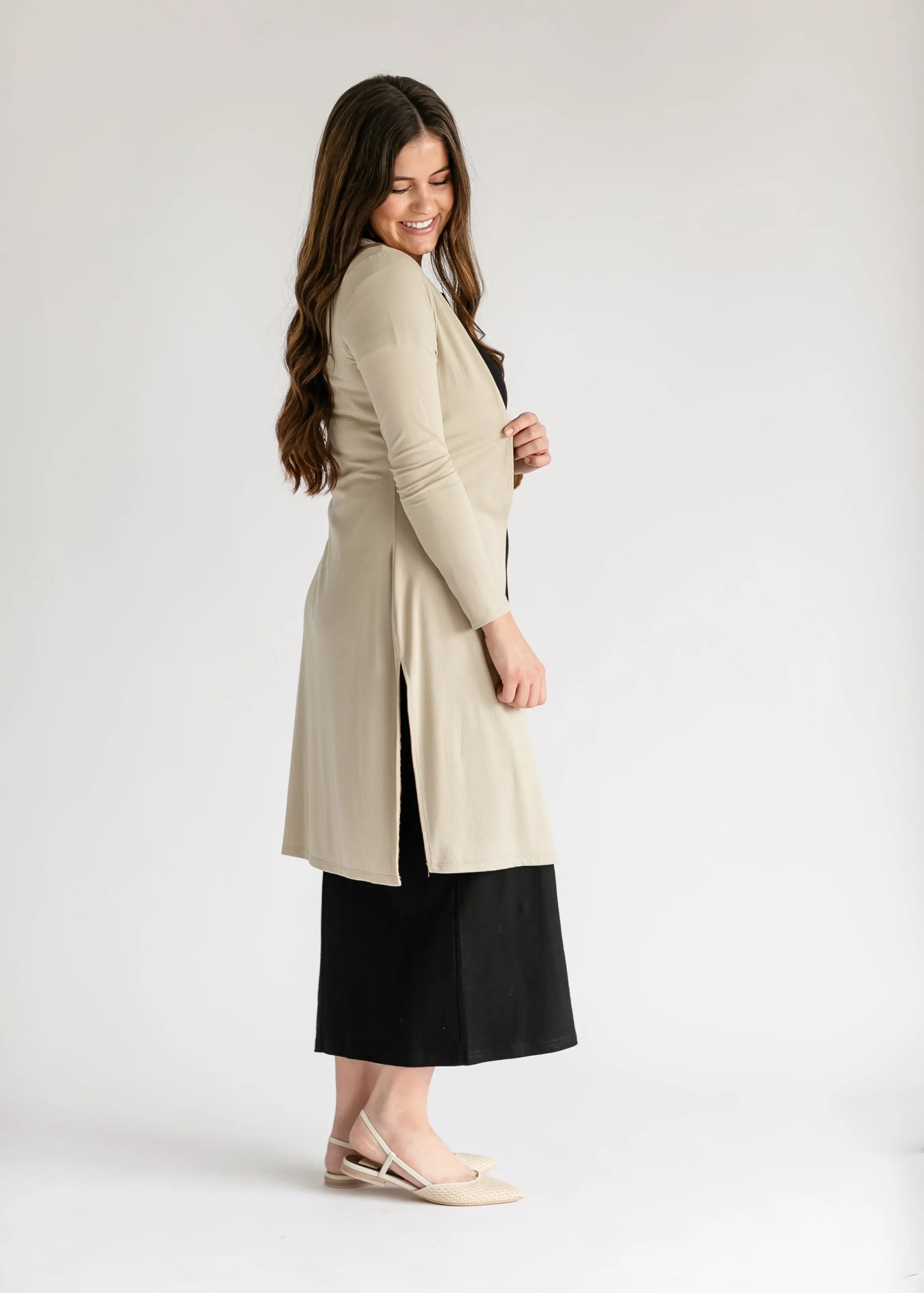 Essential Lightweight Side Slit Cardigan - FINAL SALE