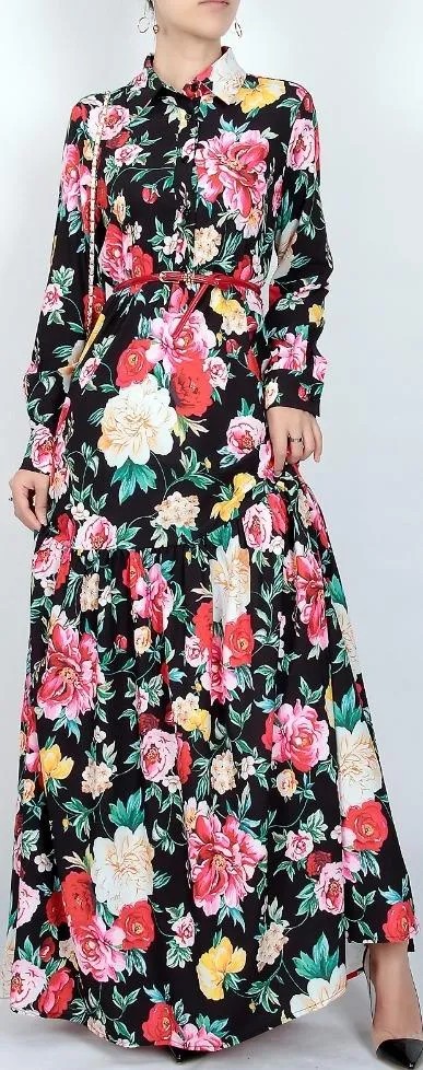 Floral Print Maxi Shirt Dress