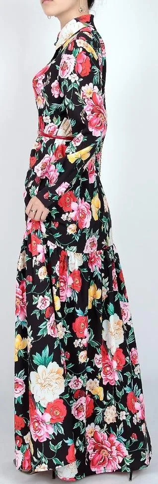 Floral Print Maxi Shirt Dress