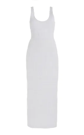 Girard Shirred Maxi Dress in White Aloe Linen