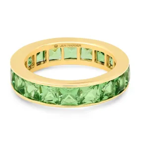 GREEN TSAVORITE CHANNEL SET RING, GOLD