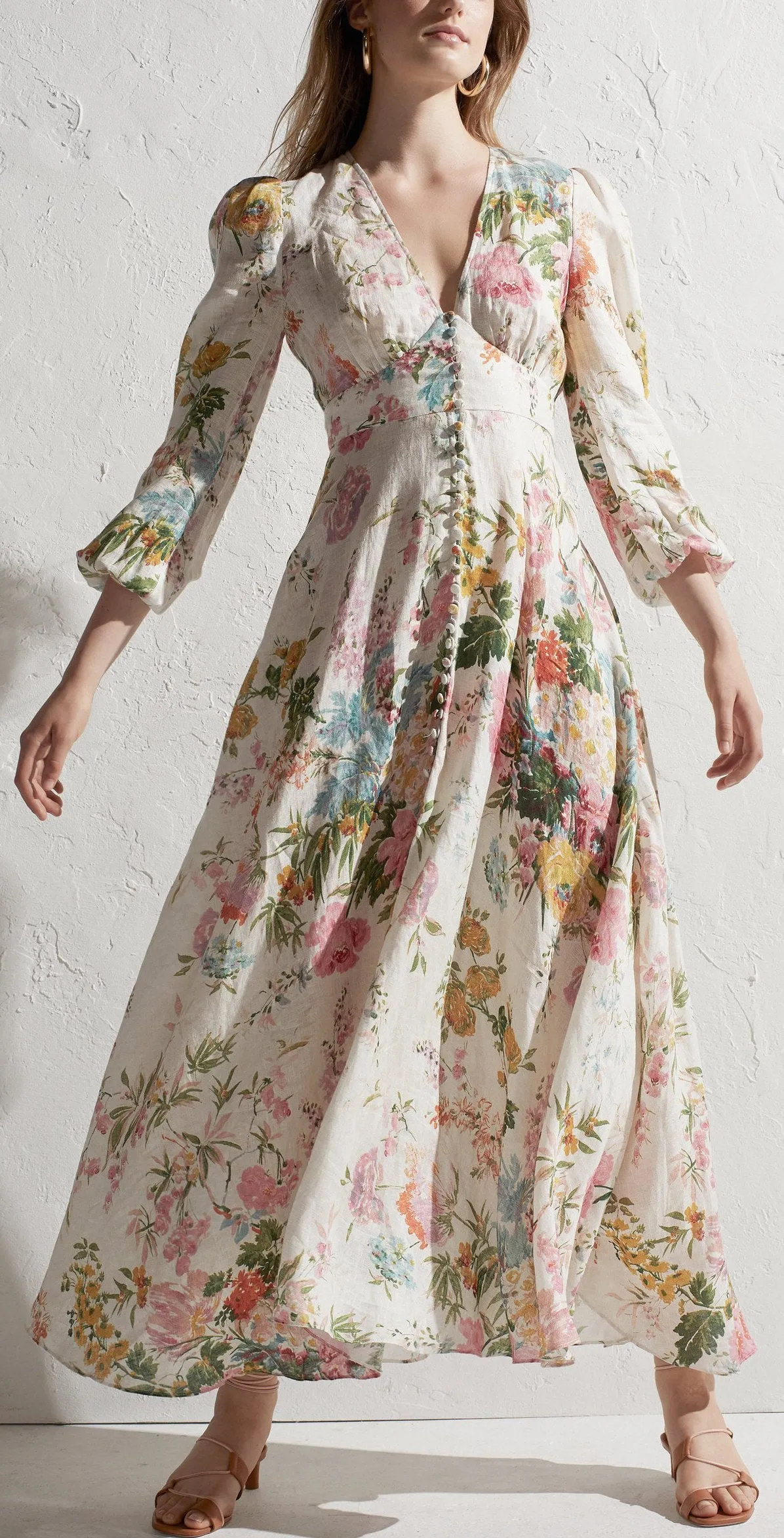 'Heathers' Floral Linen Maxi Dress