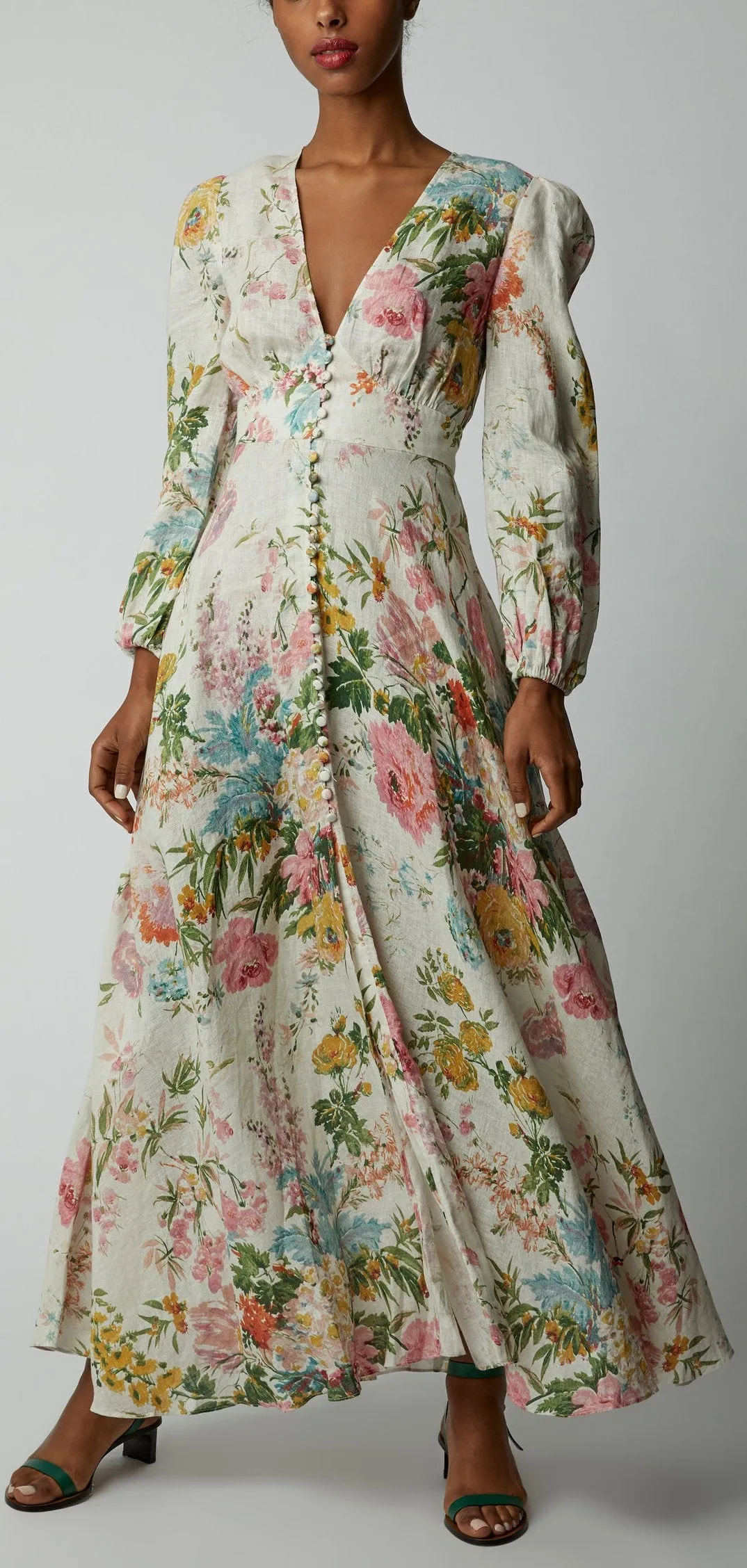 'Heathers' Floral Linen Maxi Dress