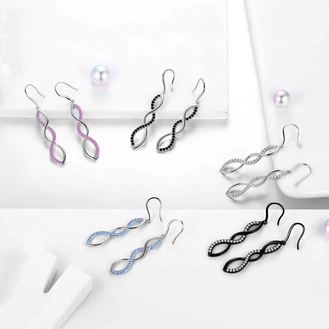 Infinity Dangle Earrings Women Girls Jewelry Birthday Gift Sterling Silver