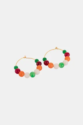 Lightweight Coloured Stones Hoop Earrings