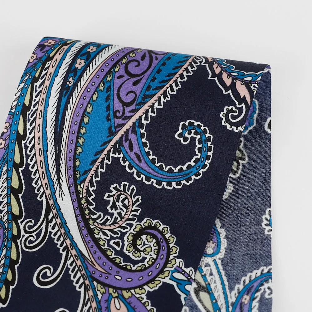 Lightweight Paisley Cotton - Navy / Purple