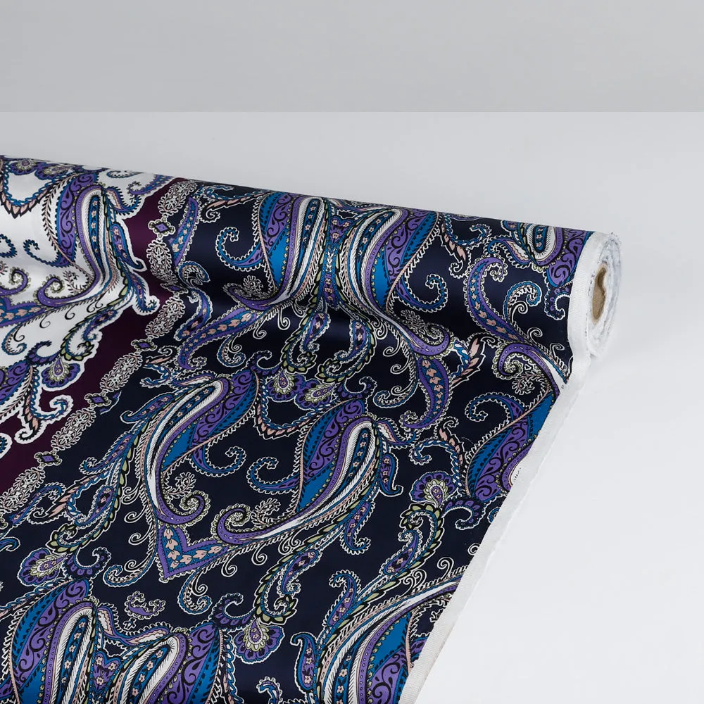 Lightweight Paisley Cotton - Navy / Purple