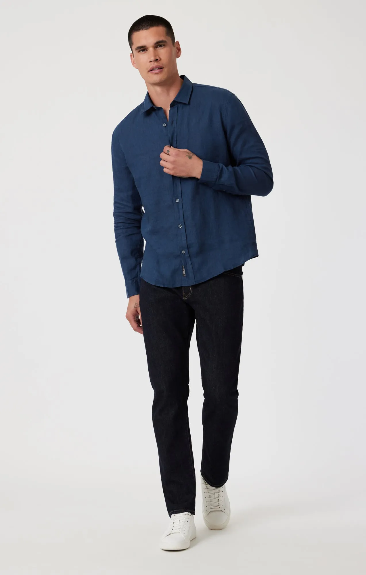 LINEN BUTTON-UP SHIRT IN MOONLIT OCEAN