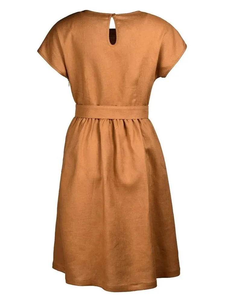 Linen Dress Amy Mustard