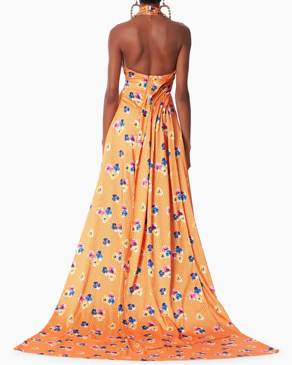 Marigold Floral Halterneck Gown