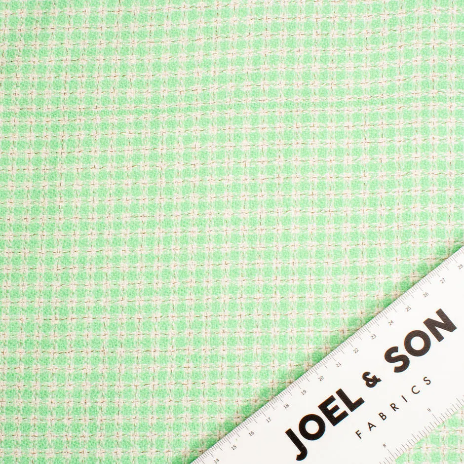 Mint Green & Ivory Checkered Wool Blend