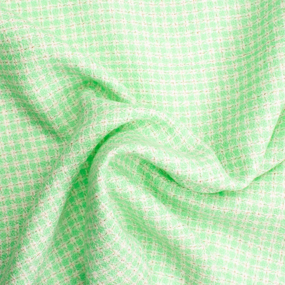 Mint Green & Ivory Checkered Wool Blend