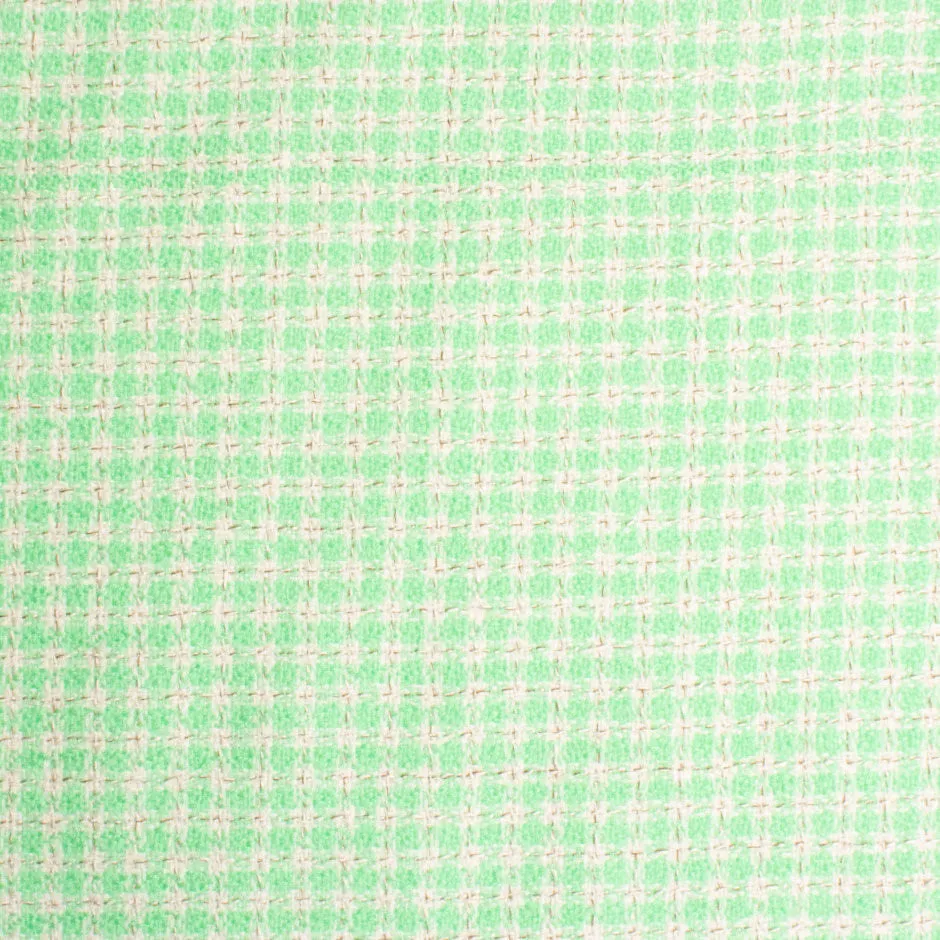 Mint Green & Ivory Checkered Wool Blend