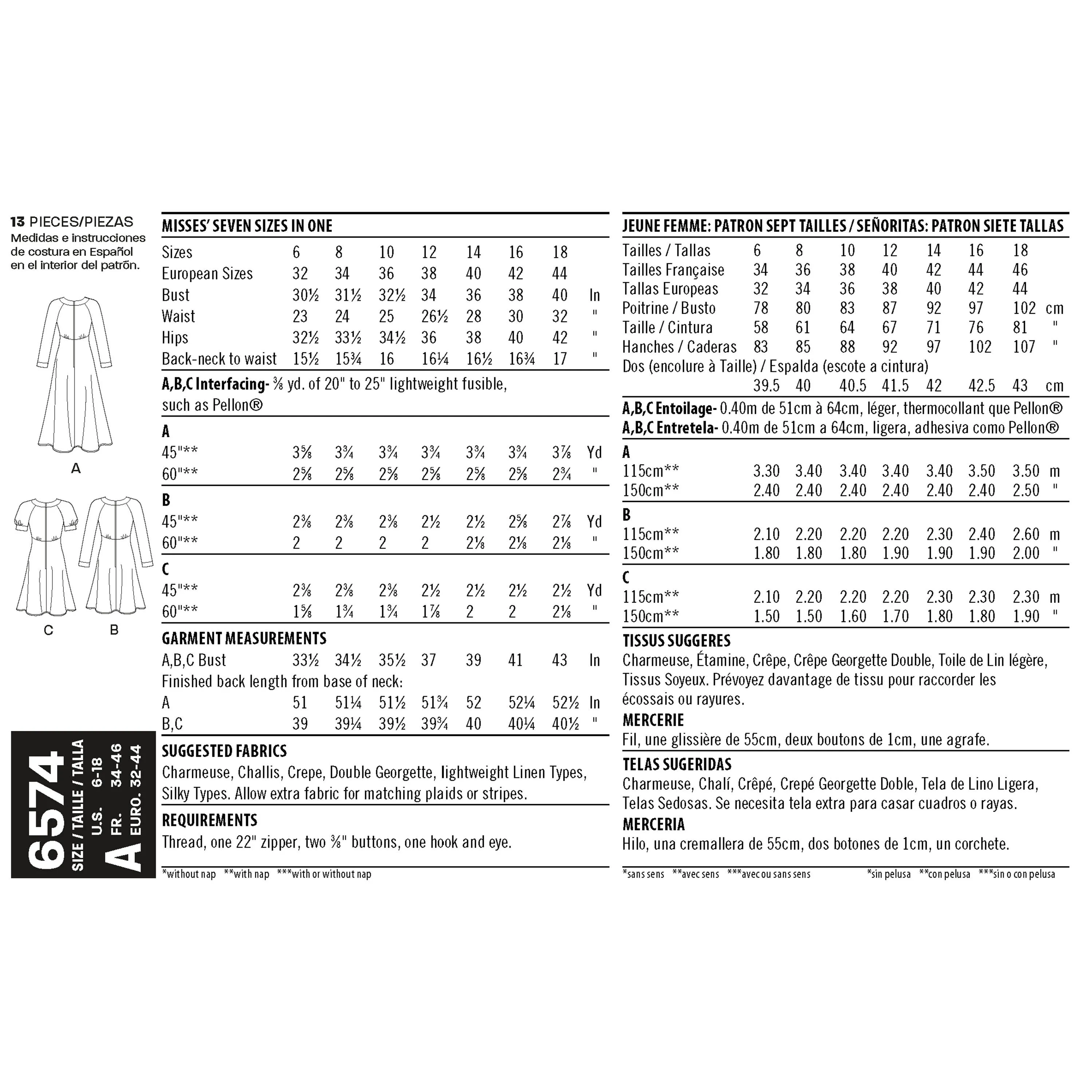 NL6574 Misses' Dresses sewing pattern