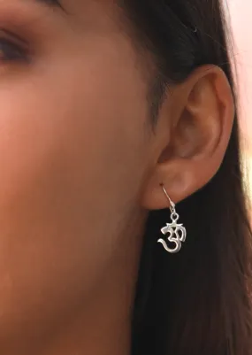 Om Silver Dangle Earrings