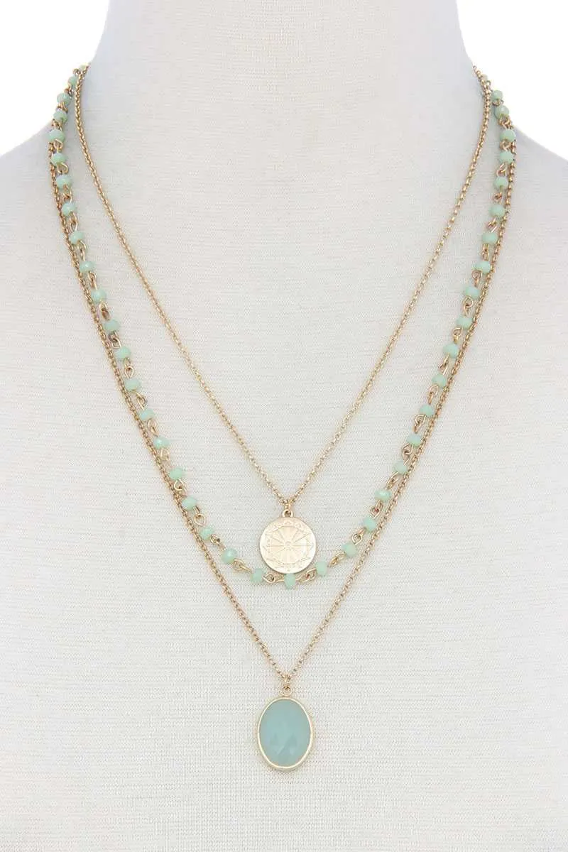 Oval Beaded Layered Necklace