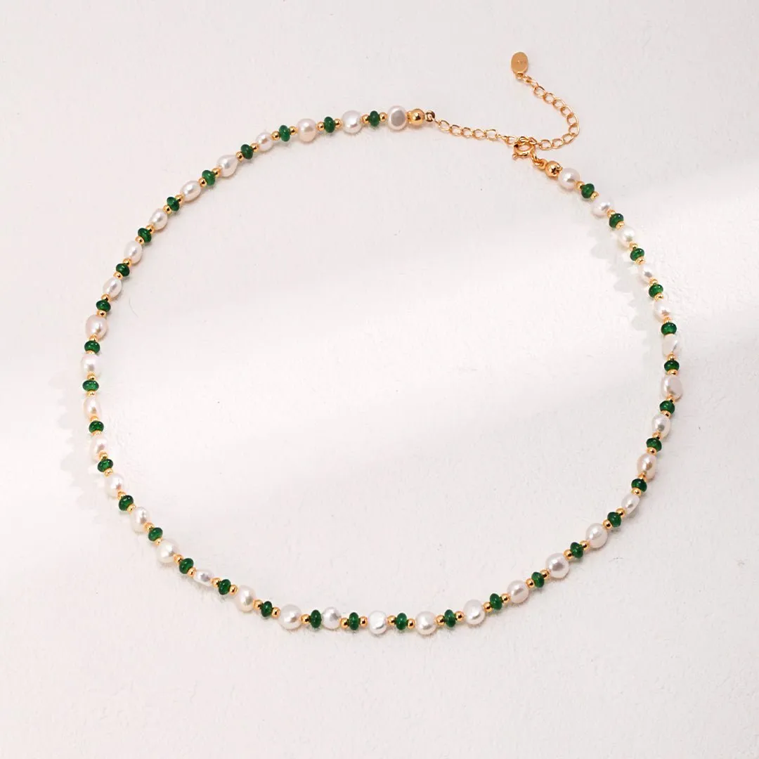 Pearl Emerald Gold Necklace