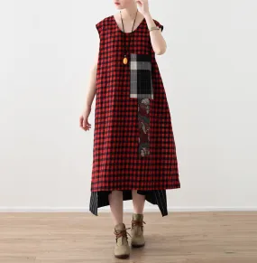 Plaid casual summer Women Dresses long Strap women dresses AMT962326