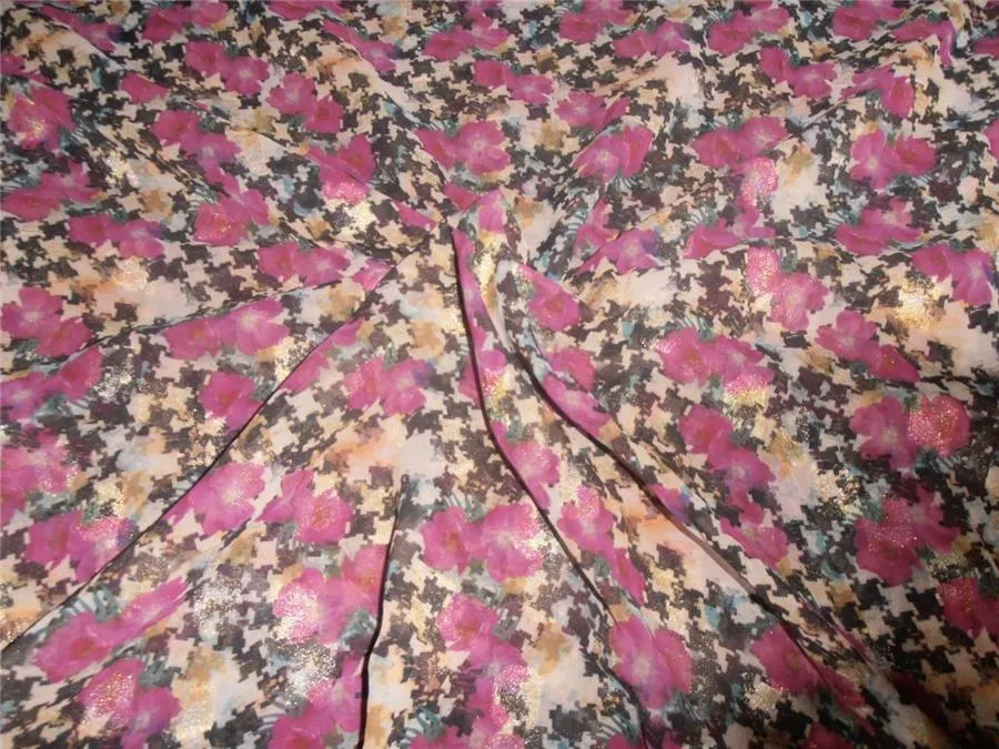 Polyester Georgette 44&quot; Wide ~Pink x Multi Color Printed